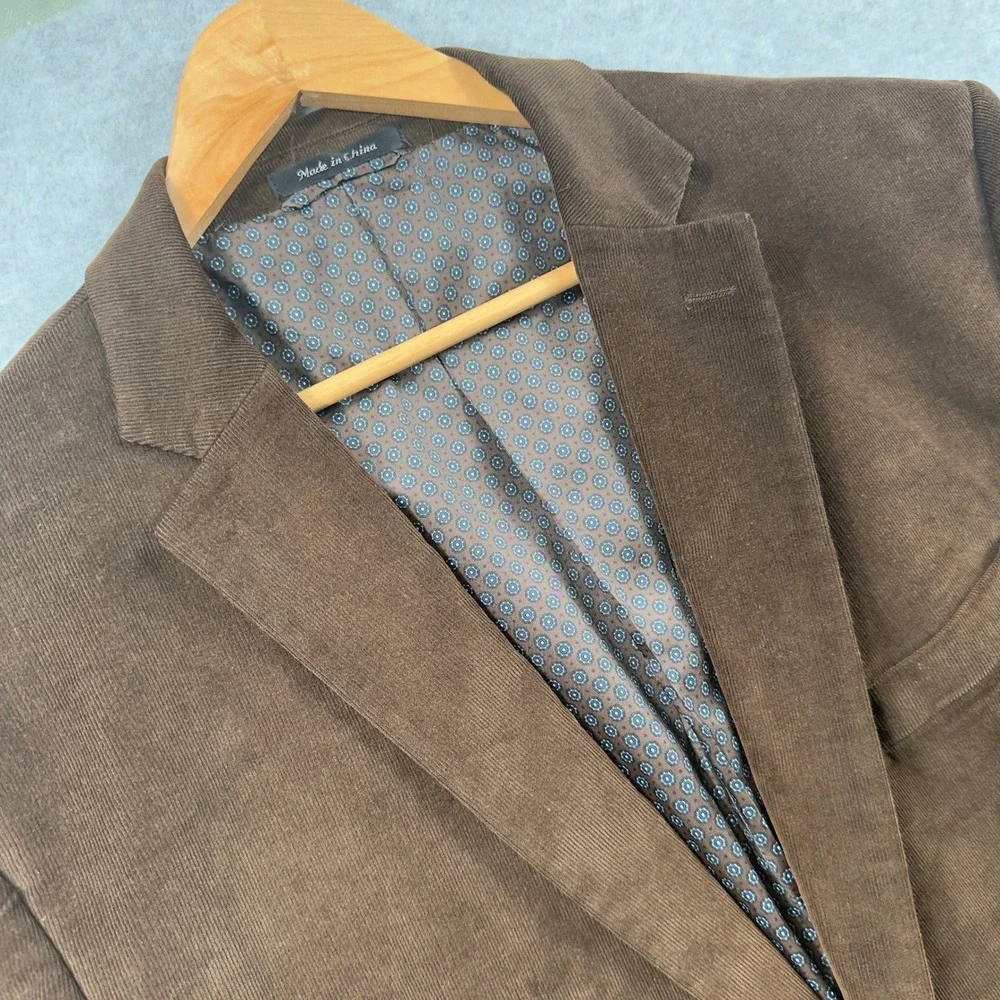Lauren Ralph Lauren Corduroy Sport Coat Mens Brown Elbow Patch Two-Button Blazer